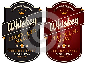 Two retro labels for whiskey in the curly frame