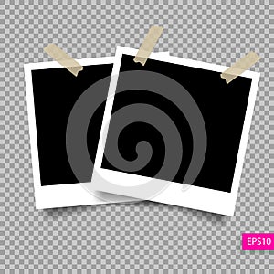 Two retro polaroid photo frame template