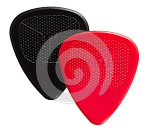 Two ribbed guitar plectrums