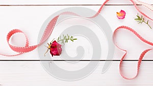 Two ribbon magic hearts on wooden backround, Valentine day concept