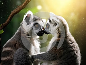 Two ring tailed lemurs