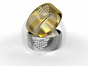 Two rings with heart