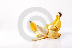 Two ripe bananas on a white table