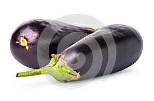 Two ripe eggplants