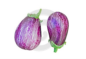 Two ripe eggplants isolated on white