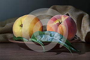 Two ripe peach