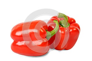 Two ripe red peppers