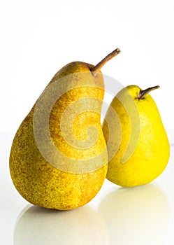 Two ripe yellow pears