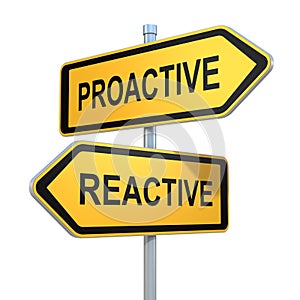 Two road signs - proactive reactive choice