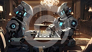 Two robots playing chess.