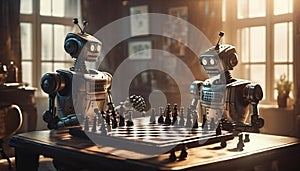 Two robots playing chess.