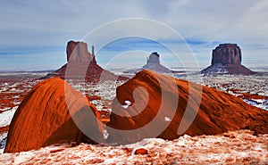 Two Rock Formation, Winter, Monument Valley, Utah