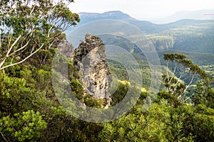 Two rock formations of the Three Sisters from Spooners lookout, New South Wales, Australia