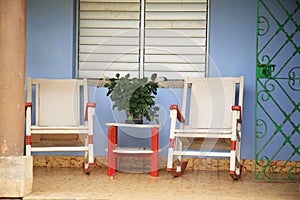 Two rocking chairs on the porch