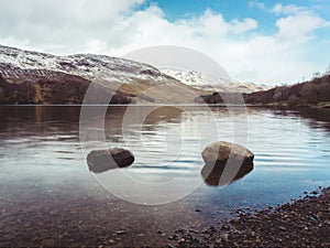 Two Rocks alone in a river near Glen Coe