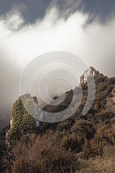 Two rocks stand out among vegetation in the mountains of Portilla - Zabalate photo
