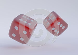 Two rolling dice, poker dice, ivories, bone, devil`s bones on white background