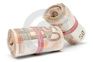 Two Rolls of Euro Bills