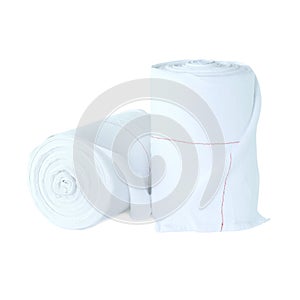 Two rolls of white cloth continuous towels