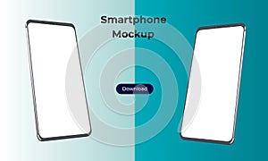 Two Rotated 3d smartphone mockup template for application presentation and user experience design