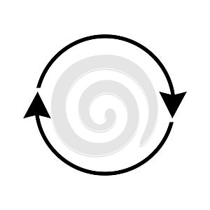 Two round arrows in a circle. Two identical arrows following each other. Vector icon on white background.