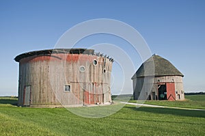 Two round barns.