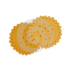 Two round Crackers, Flat Bakery Illustration