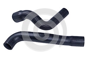 two rubber pipes of the truck radiator, isolated on a white background