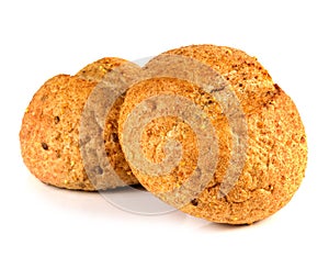 Two rye breads on a white background