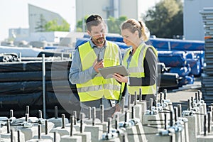 two safety specialists monitoring perimeter petrochemical refinary