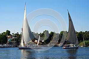 Two sail boats on Nile river, Aswan