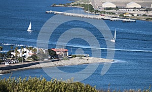 Two Sailboats at the Entrance to San Diego Bay