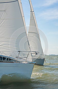 Two Sailing Boat Yachts at sea