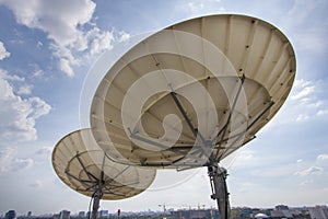 Two Satellite Dish for Telecommunications