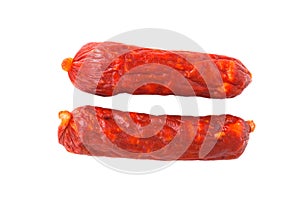 Two sausage is isolated on a white background