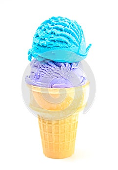 Two Scoops of Colorful Ice Cream in a Cone