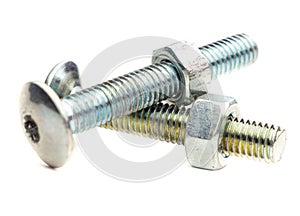 Two screws isolated on white background