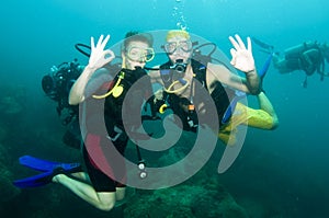 Two scuba divers on a dive