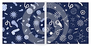 Two seamless patterns with bacteria and viruses photo