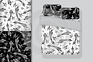 Two seamless patterns Linens and mock up with starlets Concept for design of fabric and paper for printing