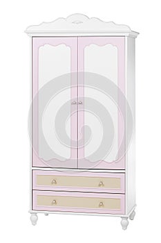 Two-section wardrobe, with clipping path