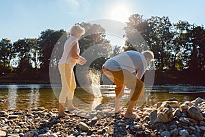 Two senior people enjoying retirement and simplicity