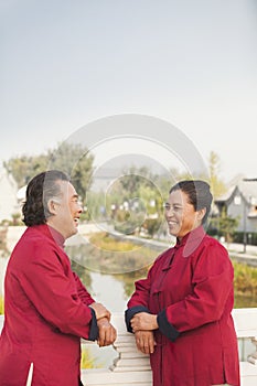 Two senior Taijiquan practitioners taking a break in Beijing