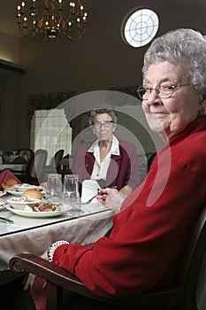 Two Senior Woman at a Cafeteria