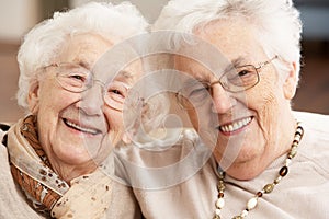 Two Senior Women Friends At Day Care Centre