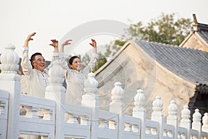 Two seniors practicing Taijiquan in Beijing