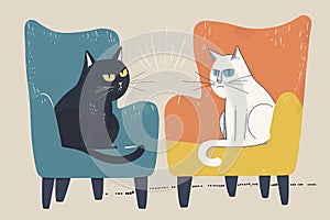 Two Serious Cats are Talking, Cats Conversation, a Conversation of Domestic Animals, Cats Chatter