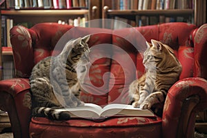 Two Serious Cats are Talking, Cats Conversation, a Conversation of Domestic Animals, Cats Chatter photo