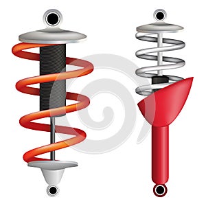 Two shock absorbers on a white background