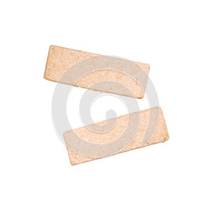 Two shortbread finger biscuits or cookies isolated on white